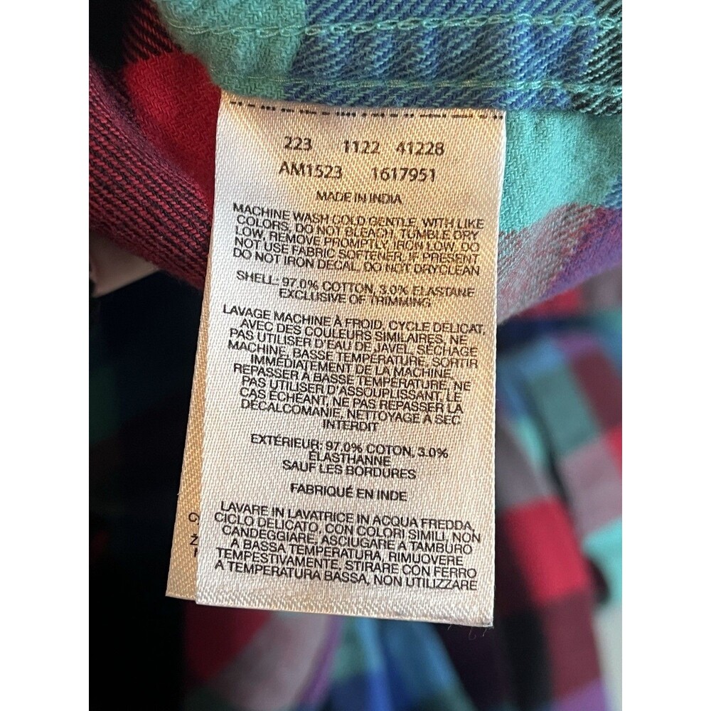 Columbia Cornell Woods Bright Aqua Buffalo Check Button Down Flannel Shirt L - Picture 9 of 12